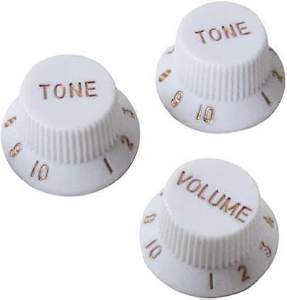 1 Volume 2 Tone Guitar Control Knobs, Compatible with Metric Potentiometer Knobs, Compatible with Fdstrat Stratocaster Electric Guitar Parts (White)