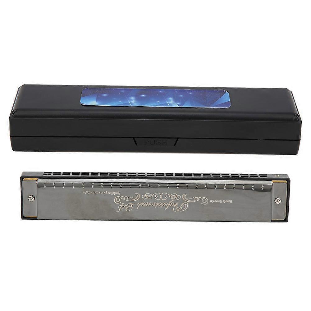 C Key Harmonica 24Hole Polyphonic Student Adult Beginner Playing Resin Accented Mouth Organ