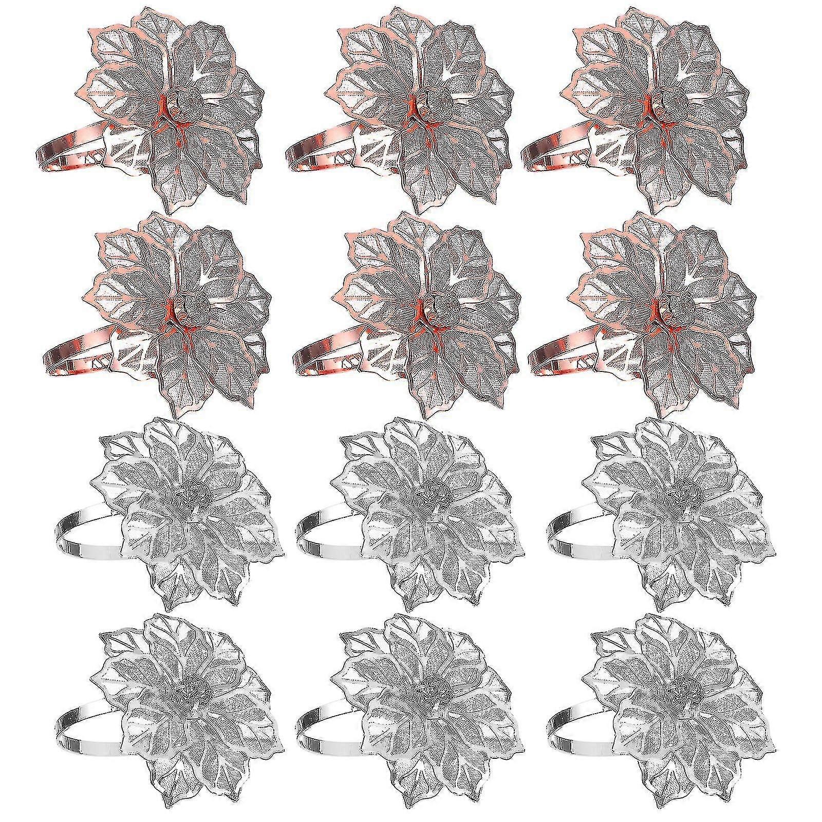 12pcs Tovaglioli Anelli a forma di fiore Tovaglioli Anelli Fibbie per tovagliolo per tavolo da pranzo