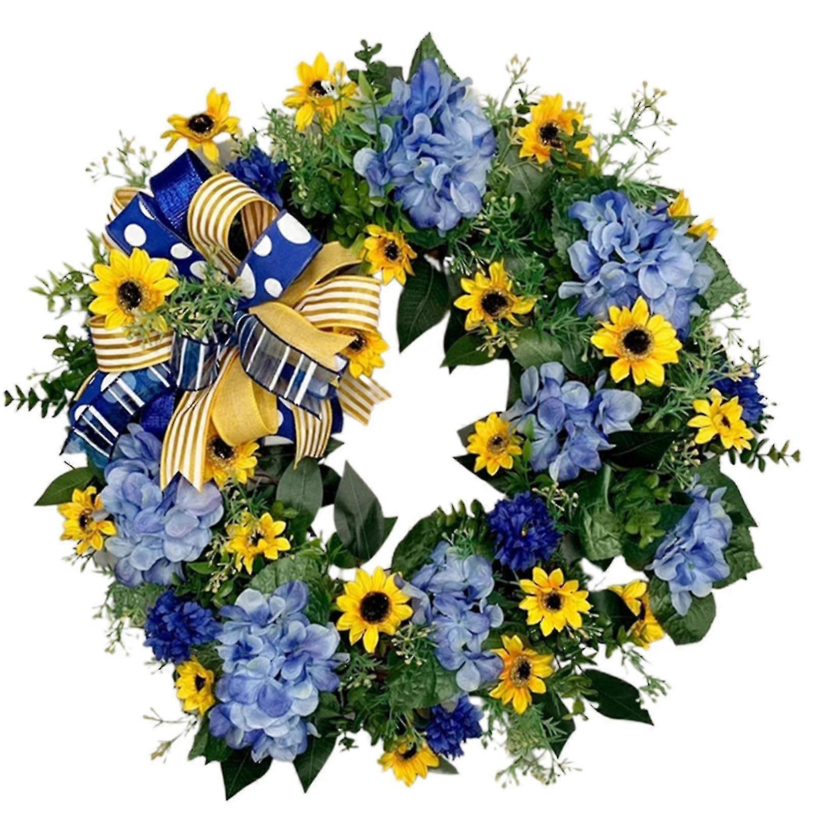 Plastic Sunflower Front Door Wreath Artificial Wreath Spring Decorations