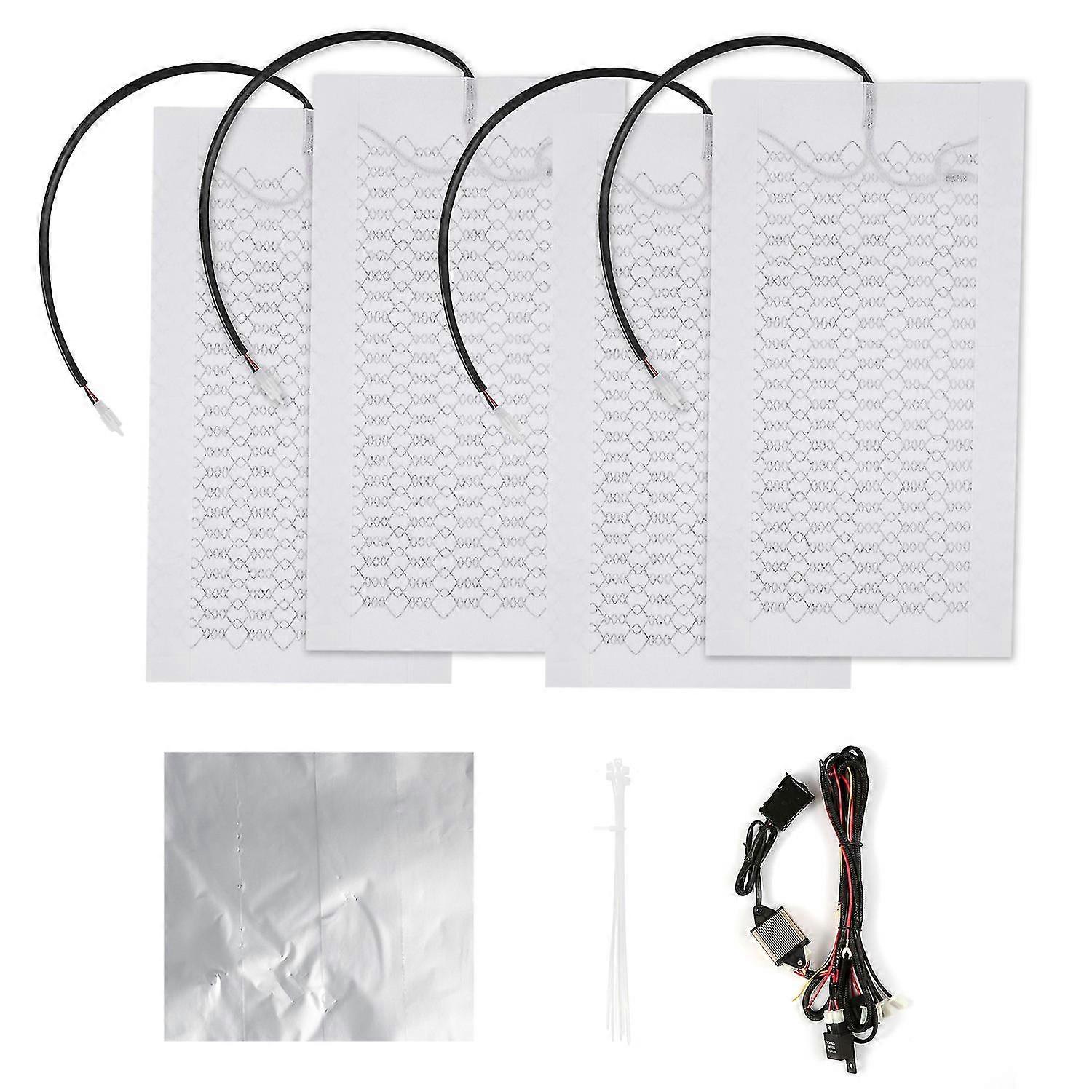12V Carbon Fiber Seat Heater Kit for 2 Seats with 5 Gears Temperature Switch Seat Cover Heated Pad H