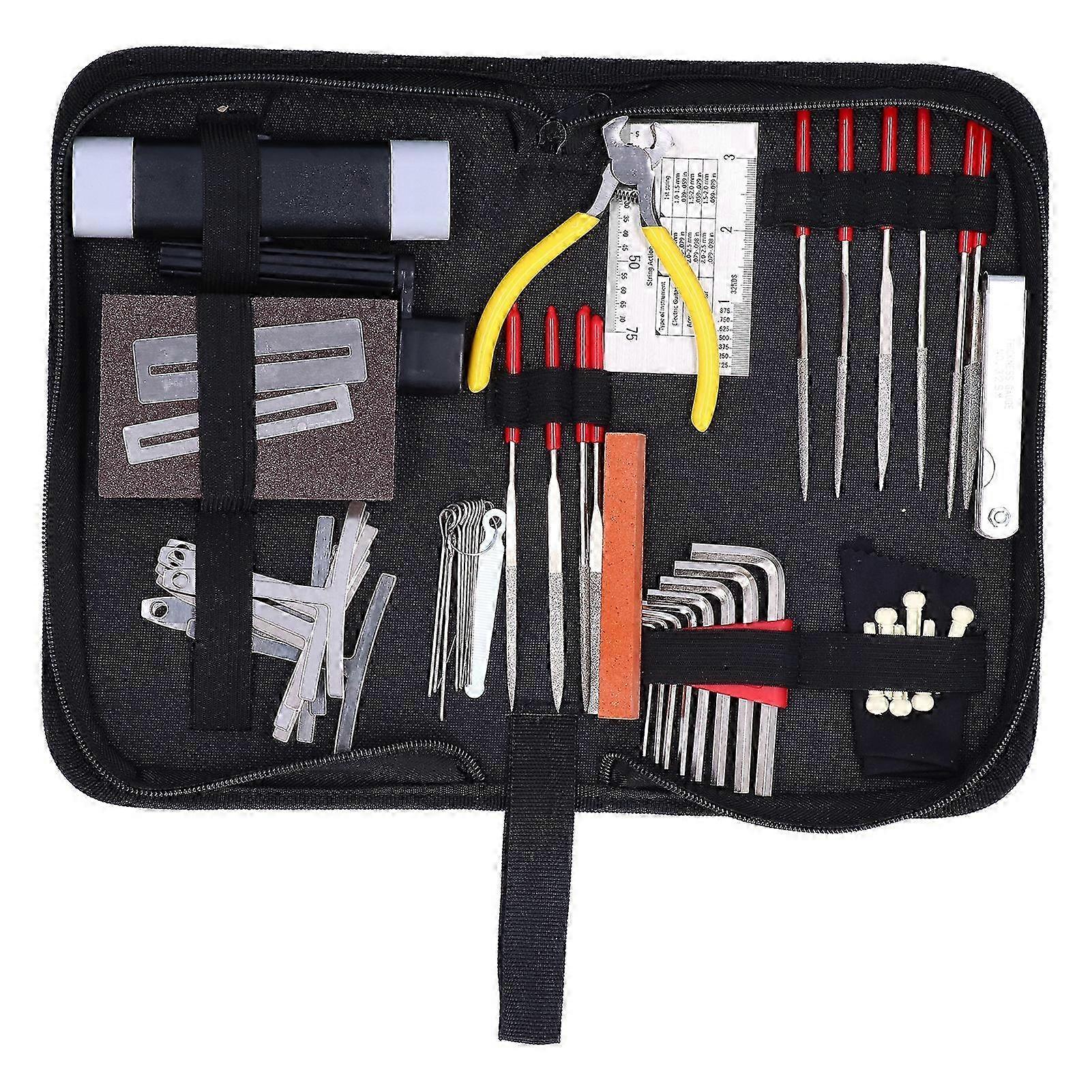 Exquisite 45Pcs Guitar Repairing Tool Kit Measurement Maintenance Adjust Polishing File String Organizer