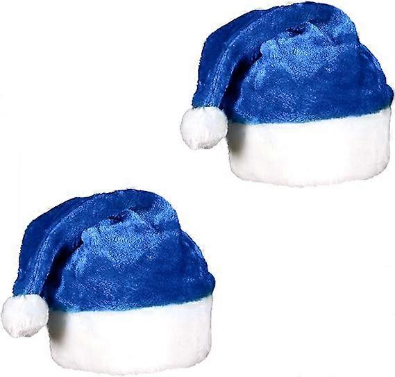 (2er-Pack) Blaue Plüsch-Weihnachtsmütze