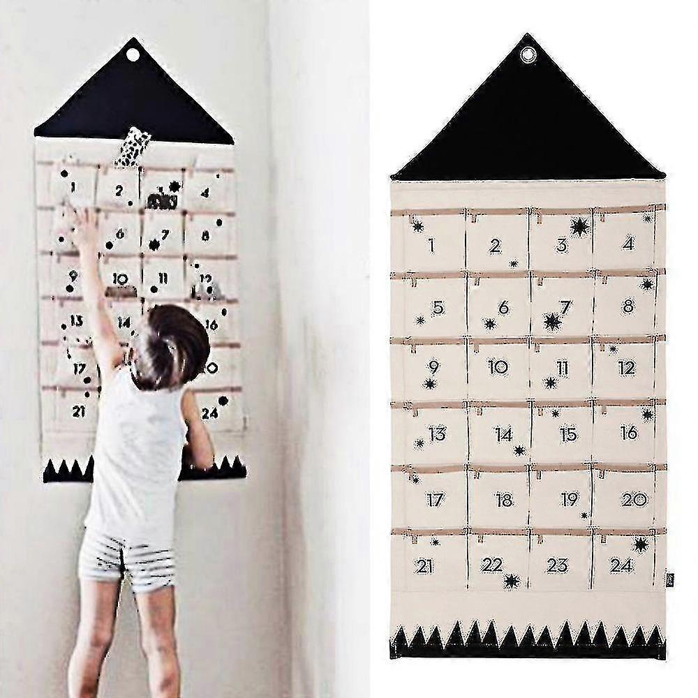 16/24 Fill-your-own Fabric Advent Calendar For Christmas Up Hanging Pockets