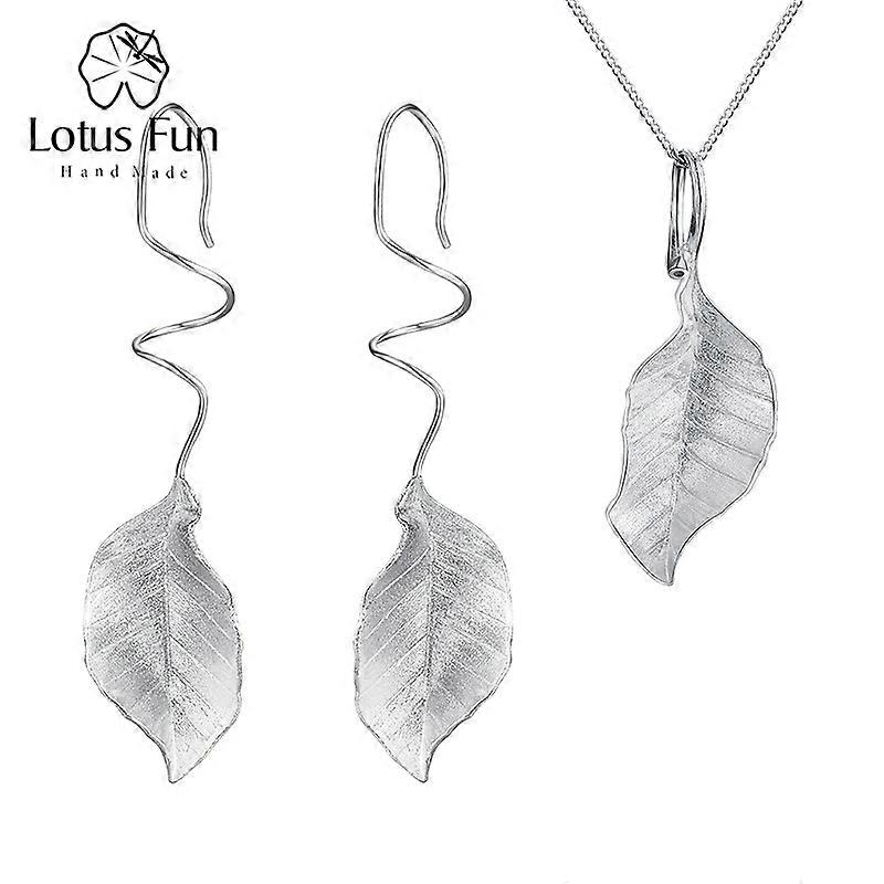 Élégant Automne Feuilles Bijoux Ensemble avec Boucles D’oreille Pendentif Colliers pour Femmes 925 Argent Sterling 18k Or Bijoux
