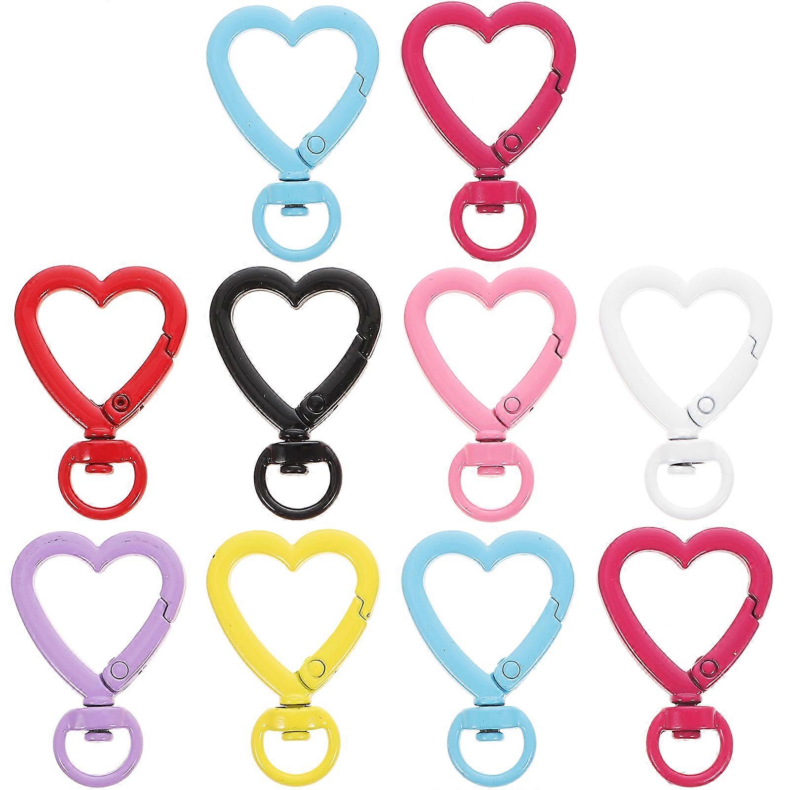 10Pcs Heart Clasp Keychian Clip Swivel Lobster Clasp Snap Hook Hanging Buckle Keyring Clip Mixed Color