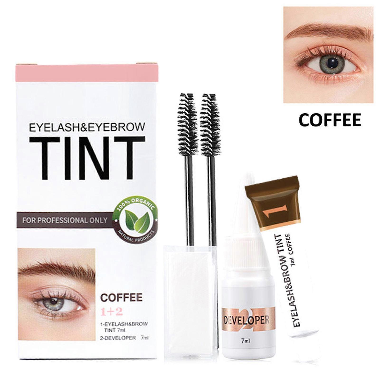 2 in 1 Lash & Brow Tinting Kit, Natural Eyelash & Eyebrow DIY Coloring Kit 6 Weeks Long Lasting Instant Eyebrow Tinting Kit