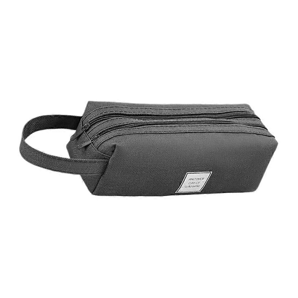 Kid Students Double Layer Pencil Case Bag Large Capacity Canvas Stationery Box