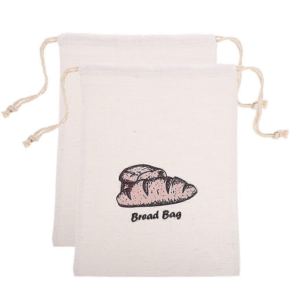 2pcs Linen Bread Bag Drawstring Bread Storage Pouch Food Packing Bag Bread Container
