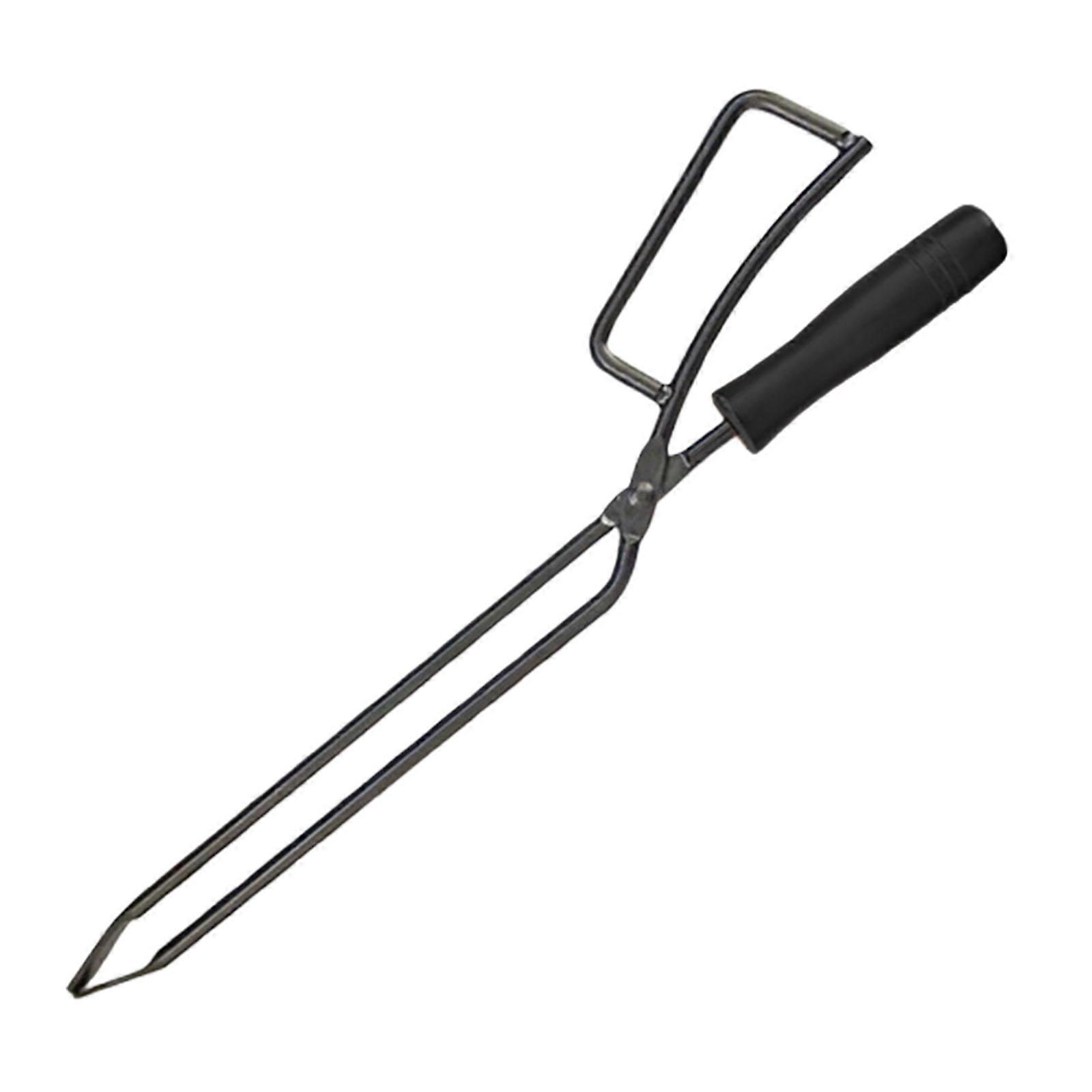 Duckbill Fire Tong with Smooth Wood Handle Heat-proof Non-rust Carbon Clamp