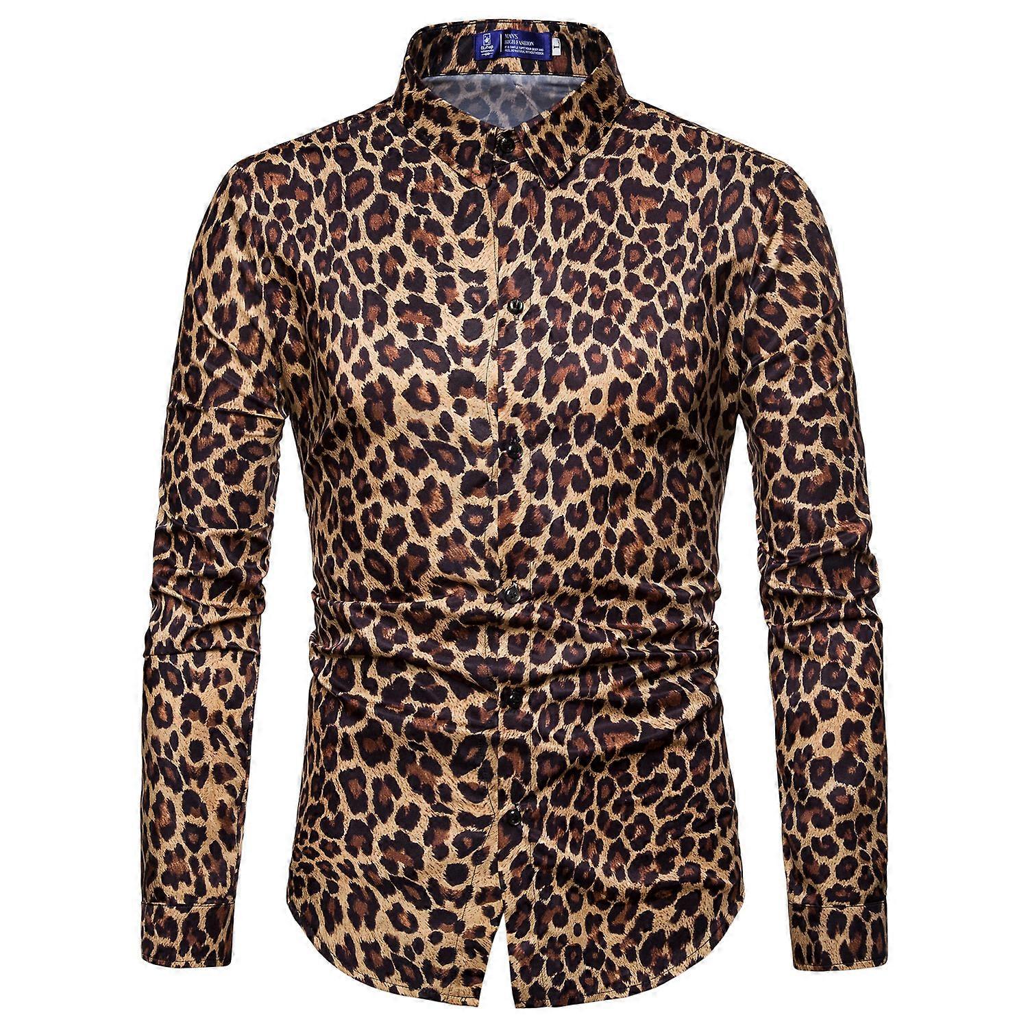 Men's Leopard Printed Shirts Casual Button Shirts