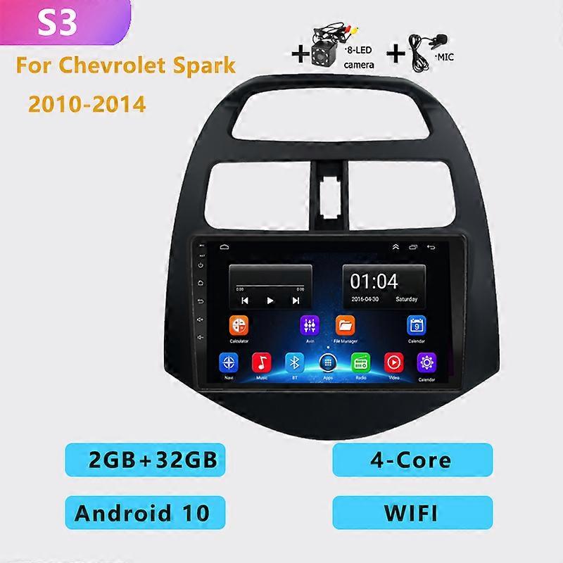 2 DIN 4+64G 4G+WIFI Auto android 10.0 car radio multimedia player Carplay GPS navigation NO DVD For Chevrolet Spark 2010-2014