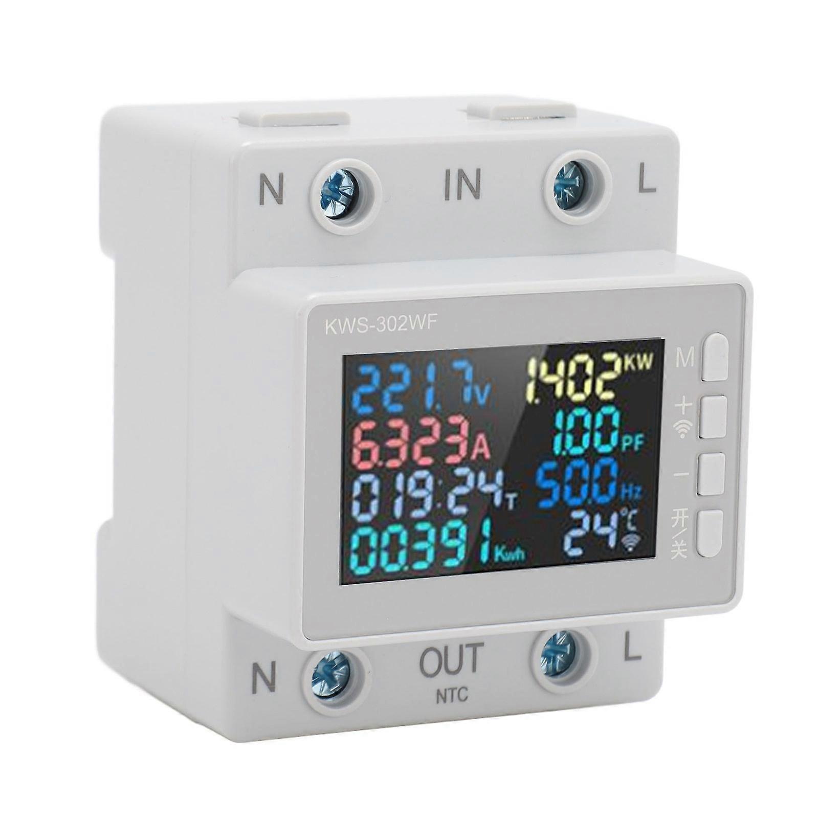 Voltage Ammeter Professional High Accuracy WiFi Mobile Remote Control Electricity Tester with Power Failure Protection 63A 170‑270V