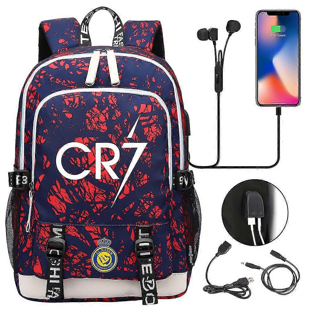 Cr7 Backpack For Teens With Laptop Compartment, Usb Charging Port, Multifunctional Design, Waterproof School Bag With Large Capacity - Perfect Daypack
