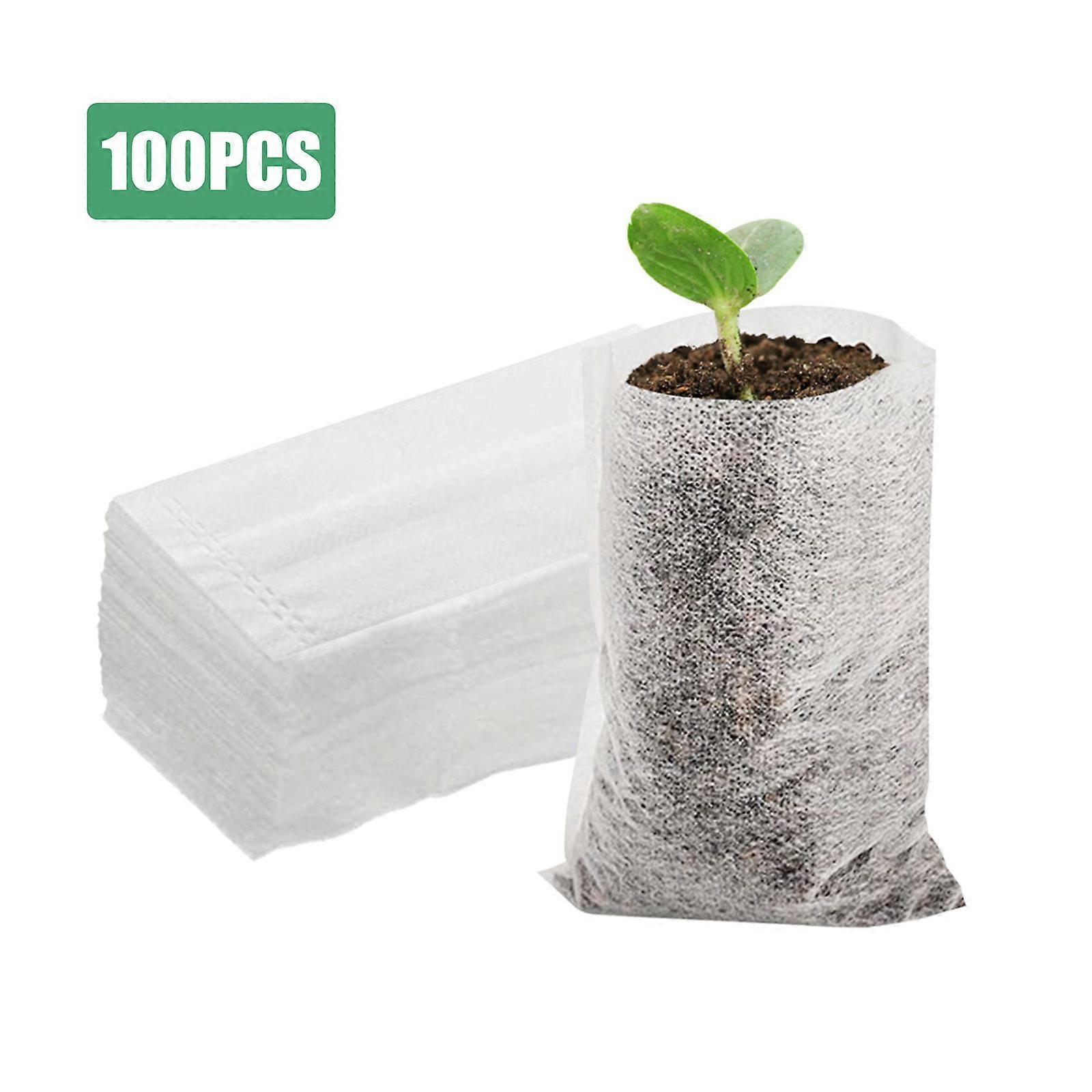 חדש 100pcs לבן צמח לגדול שקיות עציץ בד פאוץ' משתלה זרעים גידול שקית גינה