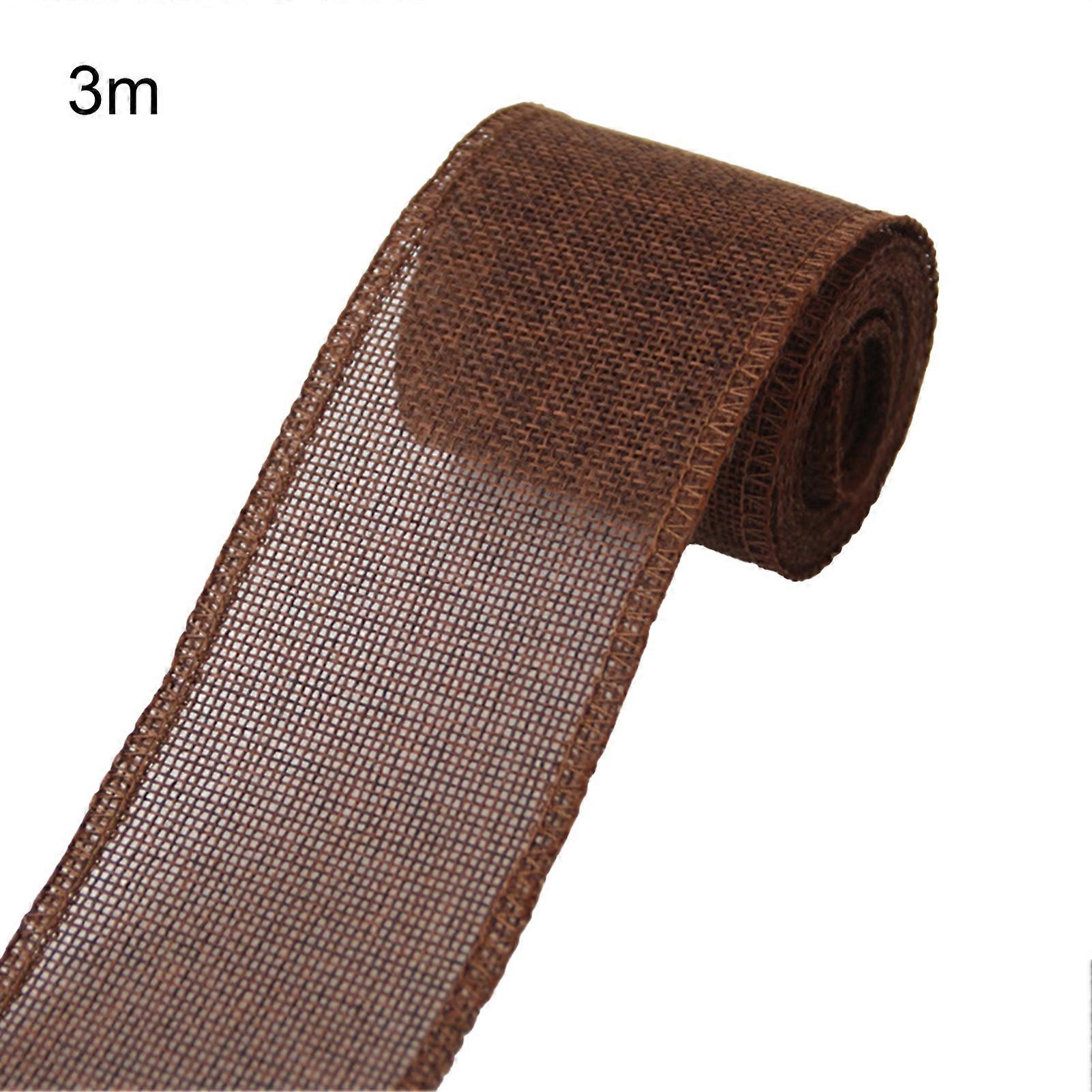 1 Roll DIY Wrinkle-resistant Christmas Ribbon Imitation Linen Each Side Serging Wrapping Ribbon for Home JIKAIX