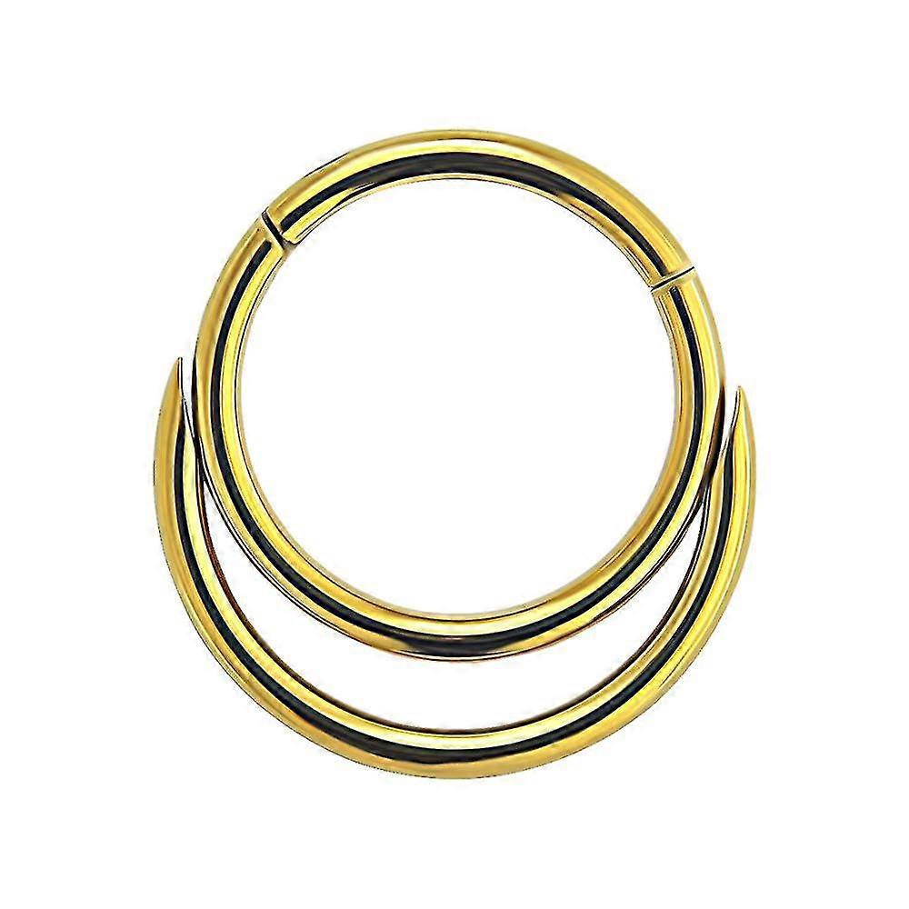 16 Gauge (1,2 mm) - Průměr 7 mm 316L Chirurgická ocel Dvojitý kruh Kloubový segment Nosní kroužek Piercing Šperky - 9MM-GOLD
