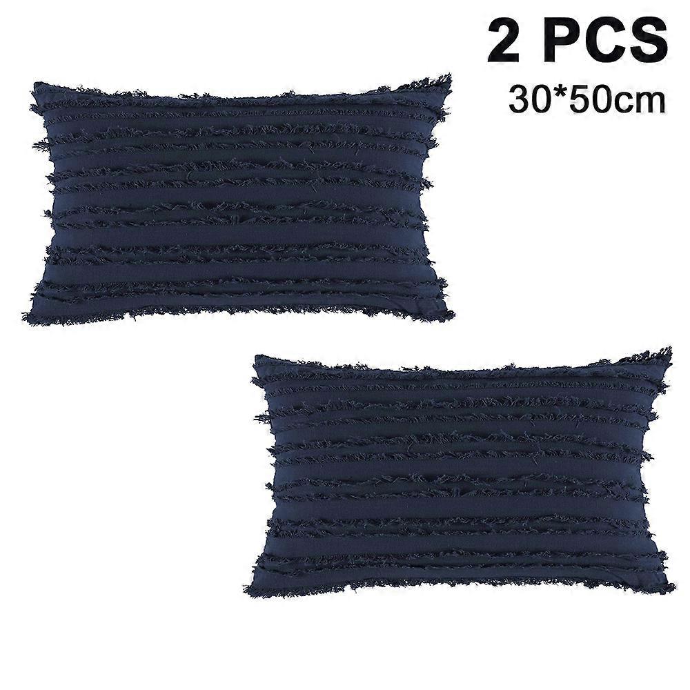 Set of 2 Decorative Cushion Cover with Tassel Throw Super Soft
