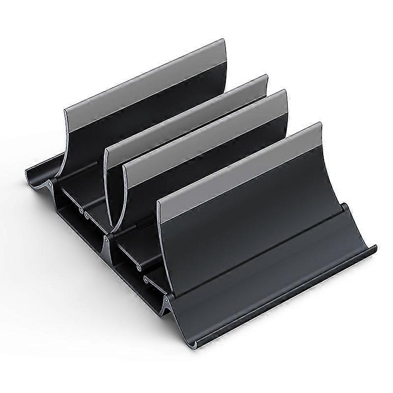 Vertical Laptop Stand Phone Tablet Holder Desktop Automatic Double Storage Shelf