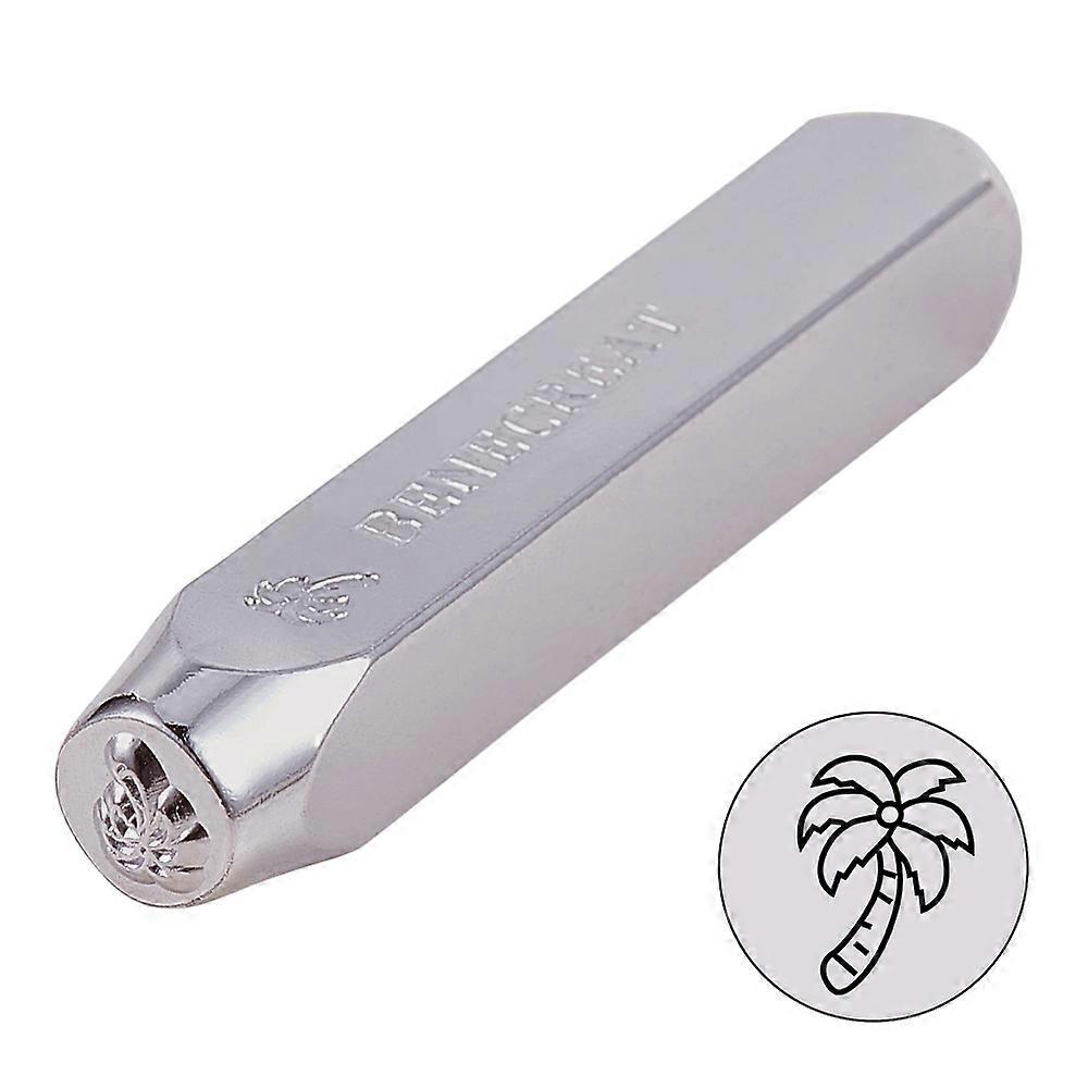1pc Iron Metal Stamps Coconut Tree Pattern Platinum 6.55x1cm DIY