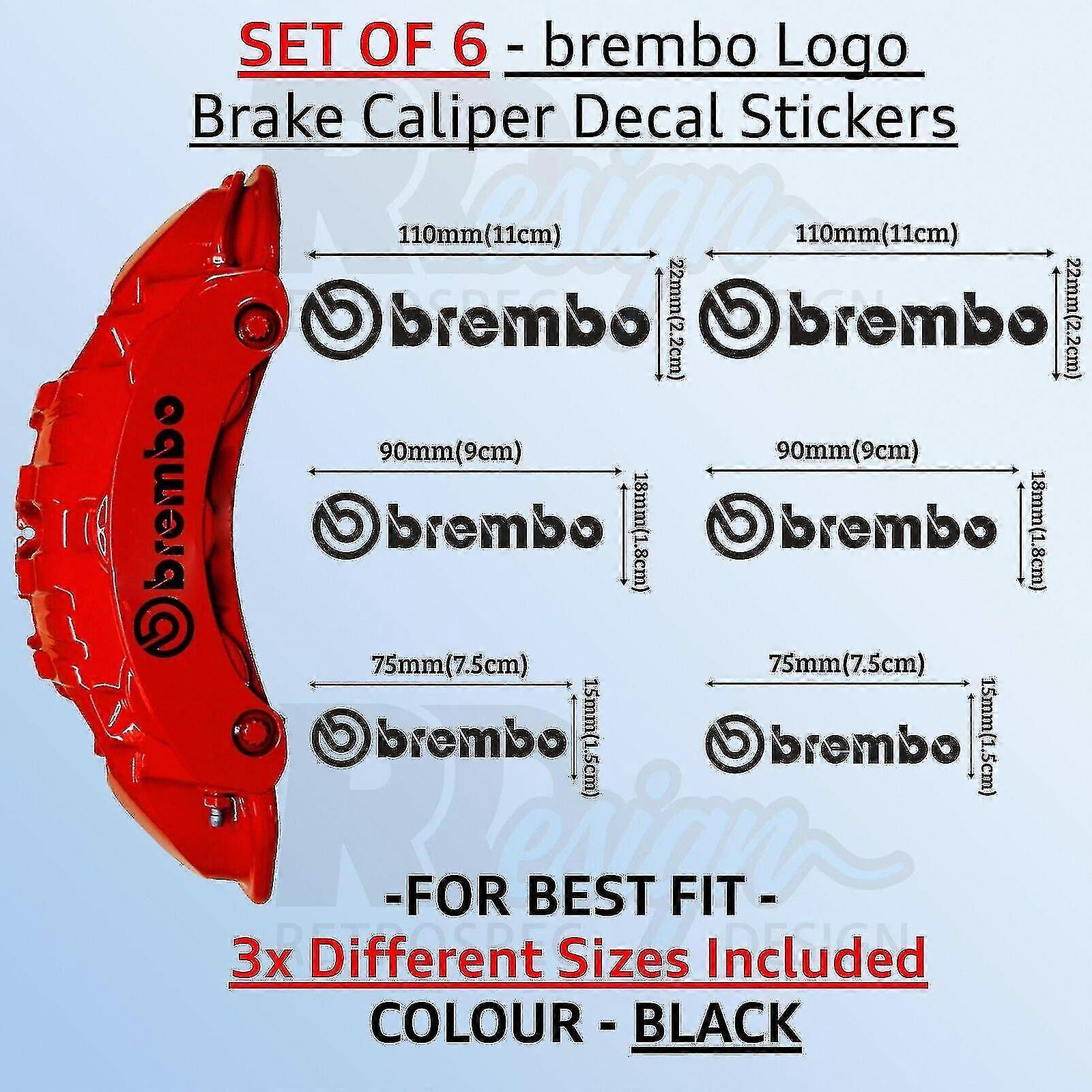 Adesivi Brembo di altissima qualità Pinza Freno - 3 Misure - Nero