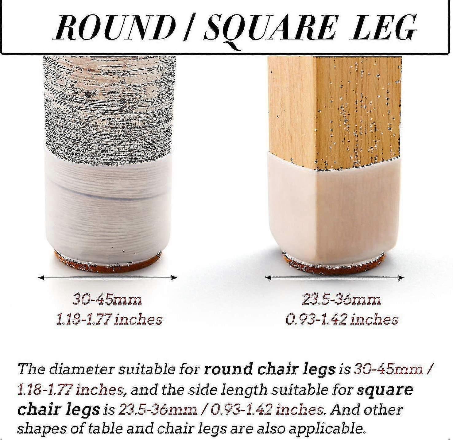 Silikone Stol Benbeskyttere Med Filt Til Trægulve 24 Stk - JA