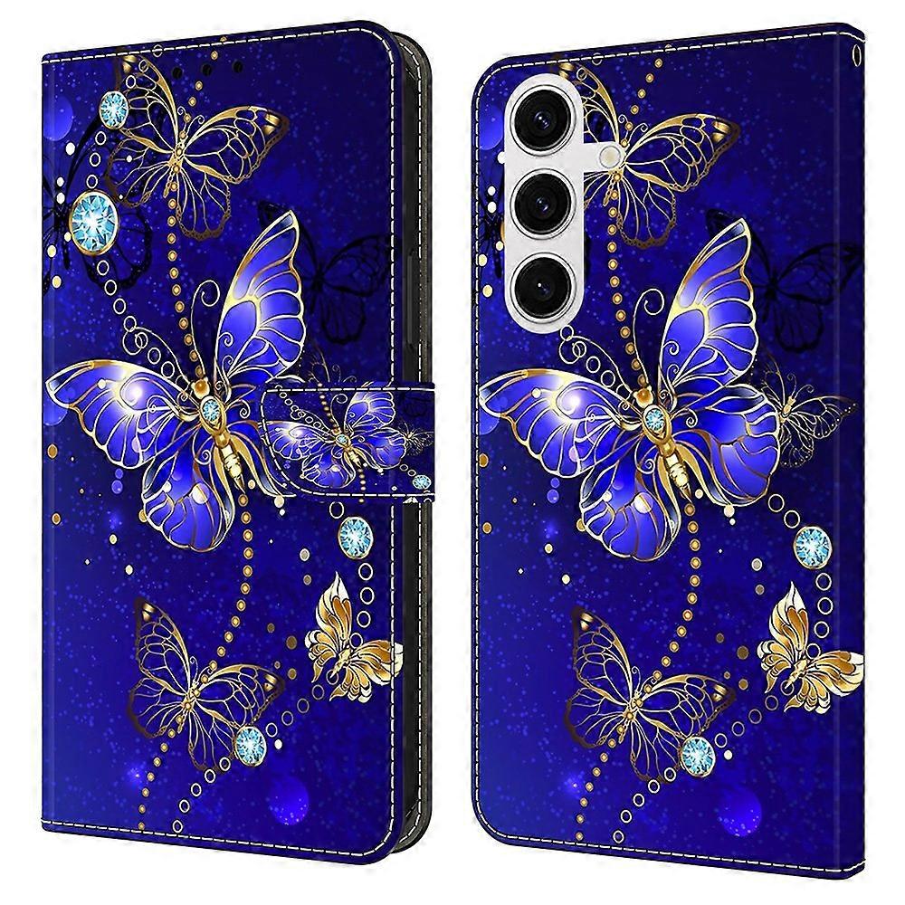 For Samsung Galaxy S24 FE Case 3D Pattern PU Leather Wallet Phone Cover with Stand - Diamond Butterf