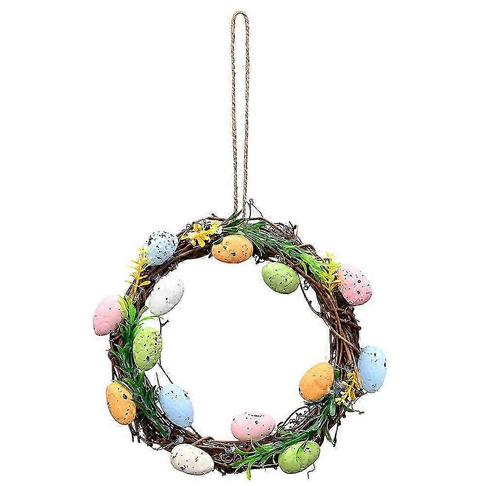 Happy Easter Bunny - Easter Colorful Eggs DIY Rattan Wreath