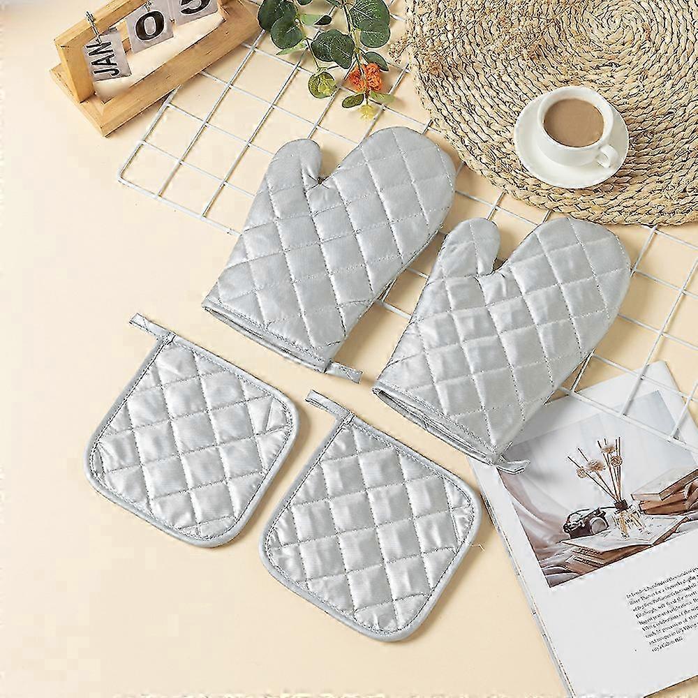 4 PCS Oven Gloves for Kitchen Cooking and Baking - Silver
