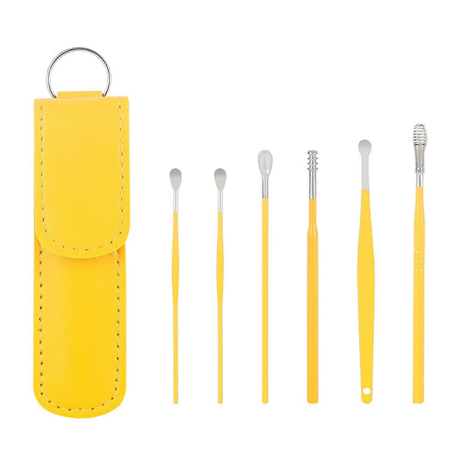 Ensemble d’outils de nettoyage de cire d’oreille Portable Travel Friendly Ear Scoop Kit avec étui en similicuir Spirale douce