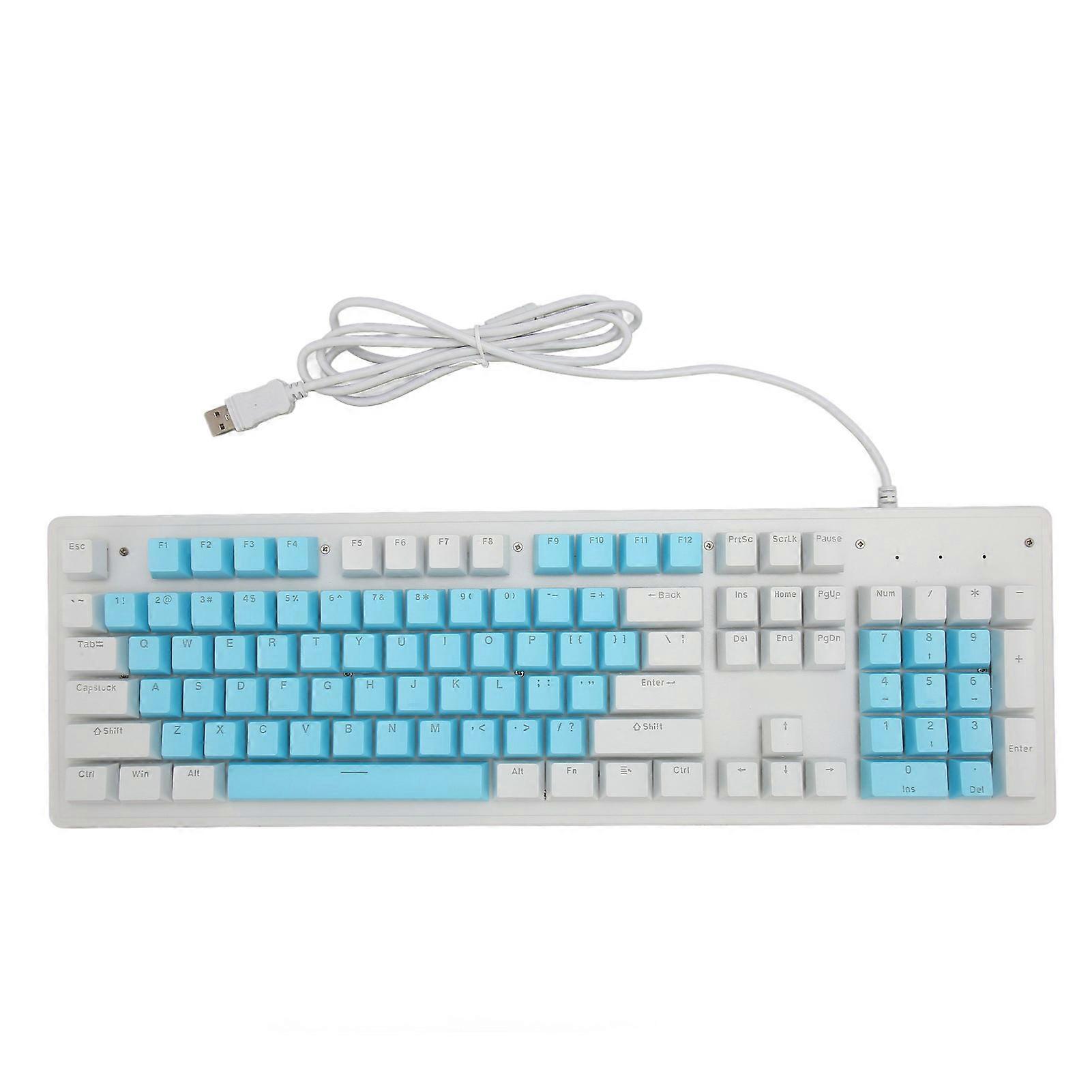 Gaming Keyboard USB 104 Keys Mechanical Switch RGB Backlit Wired Brown Switch Blue White Keycaps
