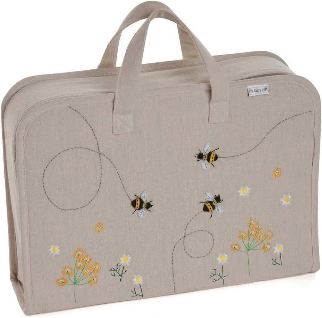 Hobby Gift Project Case Large Appliqué Linen Bee 10.5 X 40.5 X 28cm