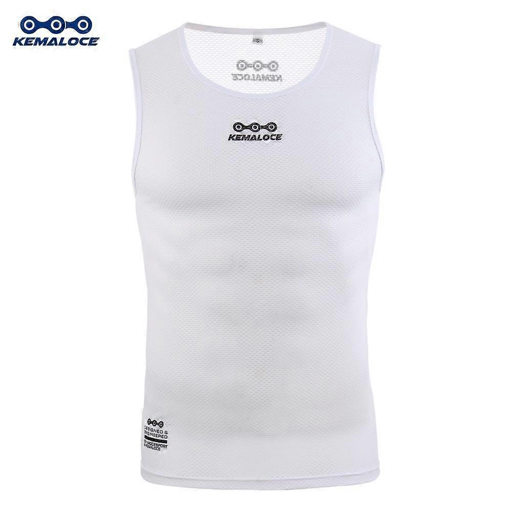 KEMALOCE Breathable Men Cycling Base Layer White Sleevess Vest Quick Dry Summer MTB Bike Undershirt