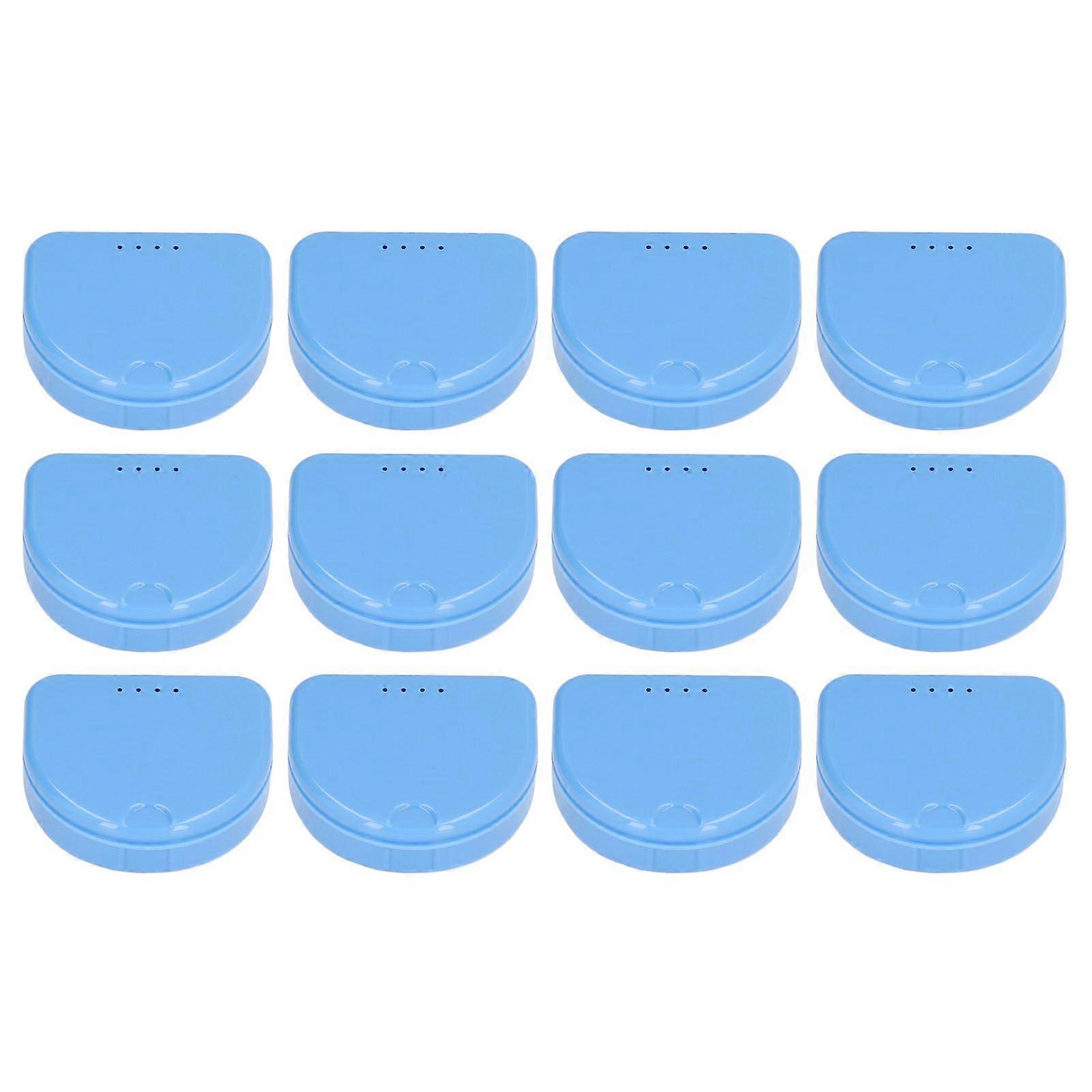 12 Pcs Denture Box Plastic Tooth Dental Orthodontic Retainer Compact Storage Case