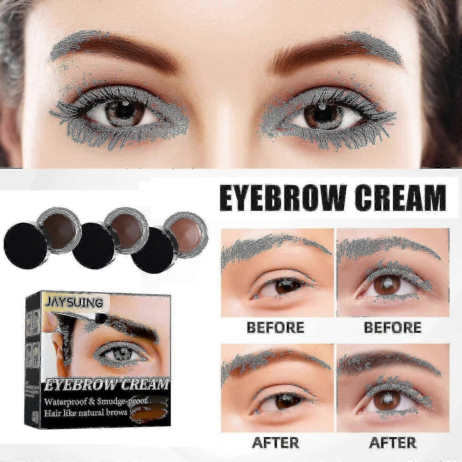Jaysuing Eyebrow Cream Waterproof, Quick-drying, Non-fading, Non-smearing, Dark Brown