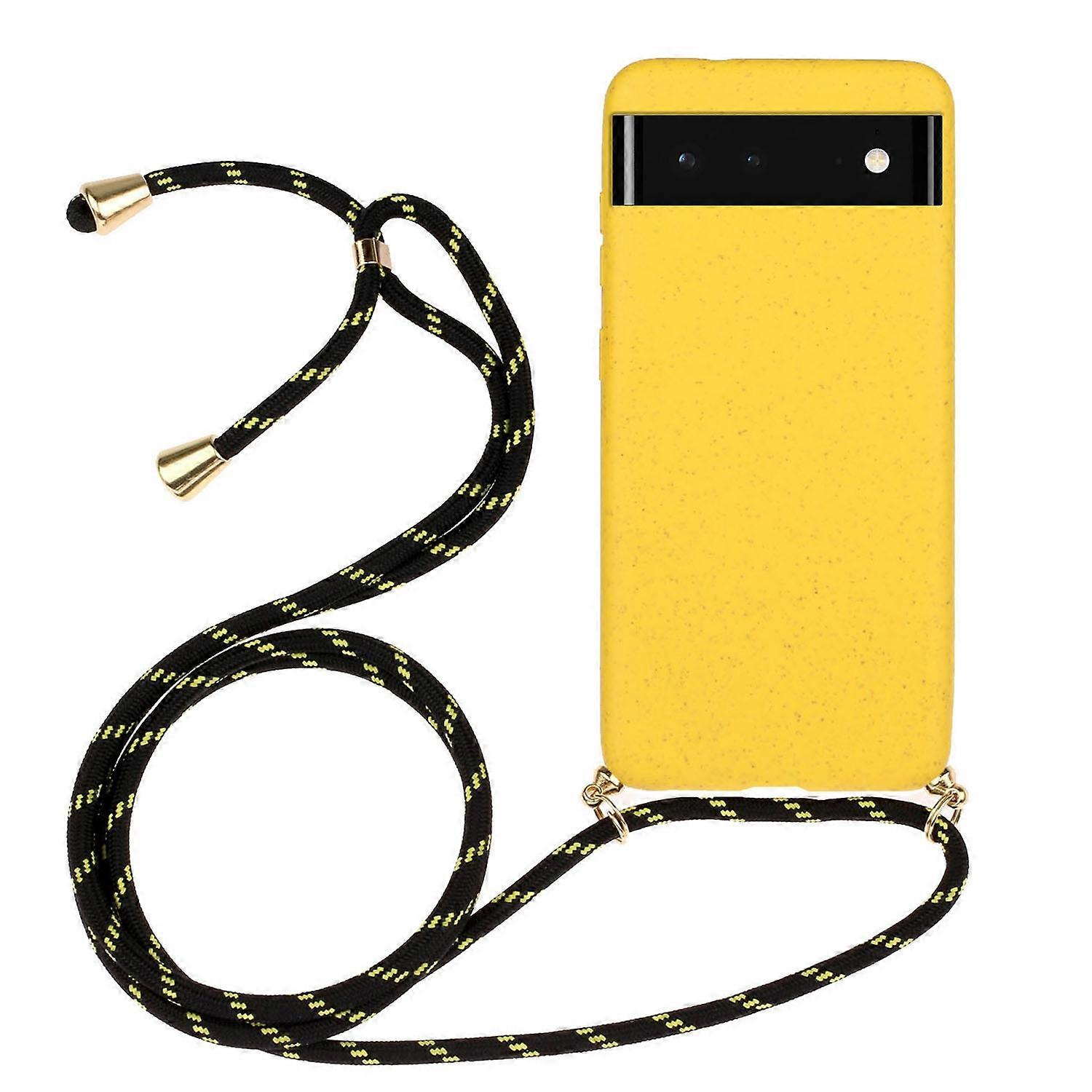 For Google Pixel 6 Wheat Straw Material + TPU Protective Case with Lanyard