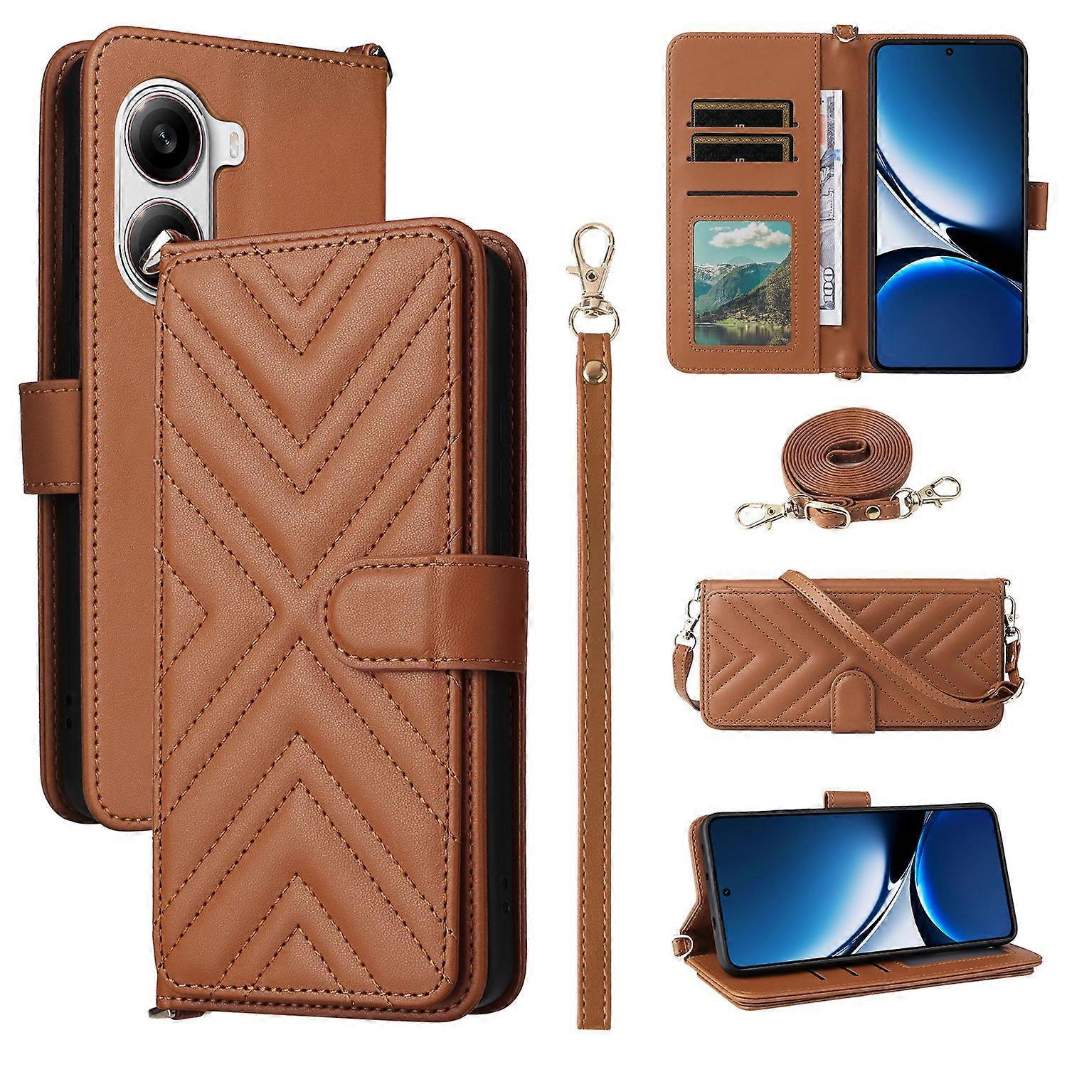 AS For Xiaomi Poco X7 Pro 5G Redmi Turbo 4 5G Wallet Case with Shoulder Strap Leather Phone Cover -
