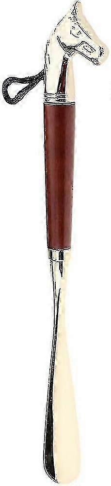 Καφέ Μακρύ Vintage Μεταλλικό Κέρατο Παπουτσιών με Άλογο 32 Cm