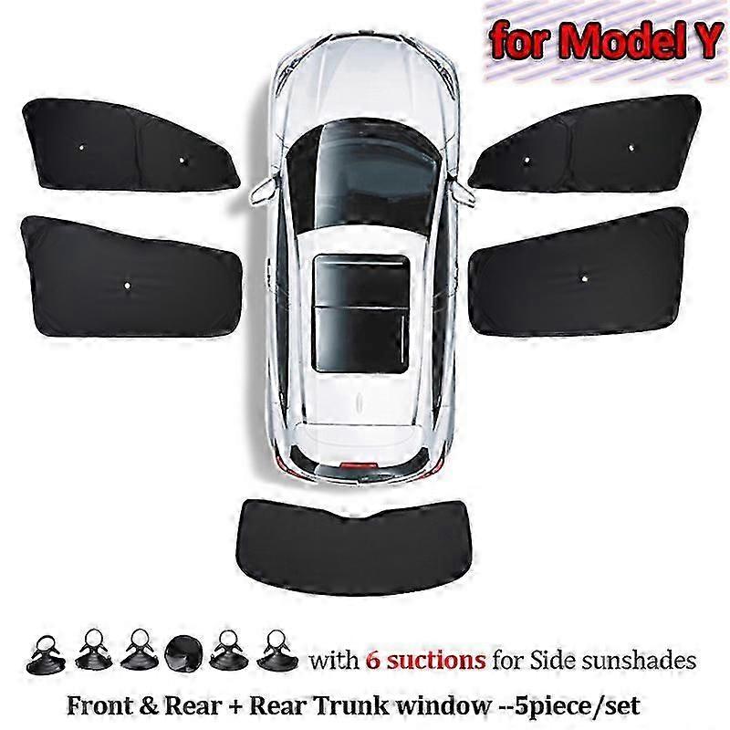 Car Sun Shade for Tesla Model 3 Y X S 2017-2023 Front Side Window Custom Sunshade Cover with Suction Rear Windshield Accessories