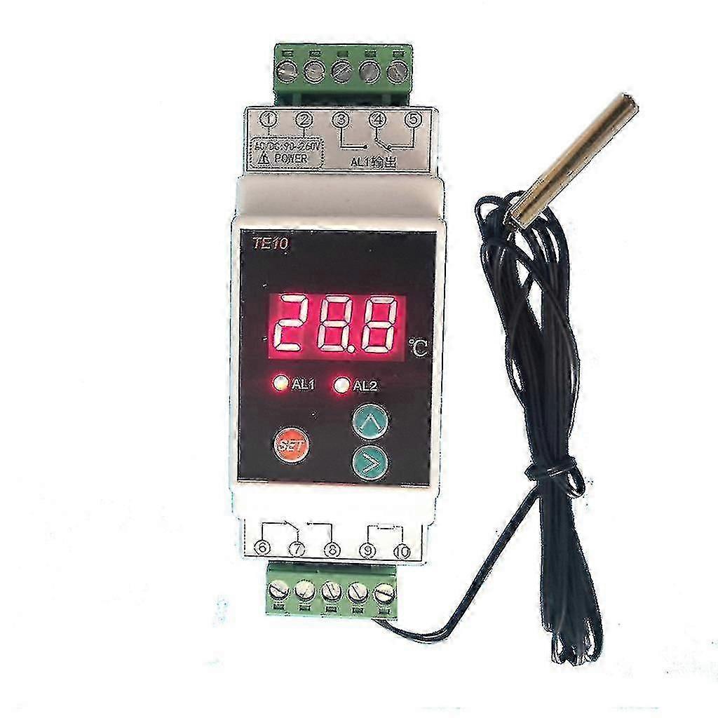 Temperature controller digital thermostat adjustable rail thermostat 2-way output temperature alarm controller Ac90~260v