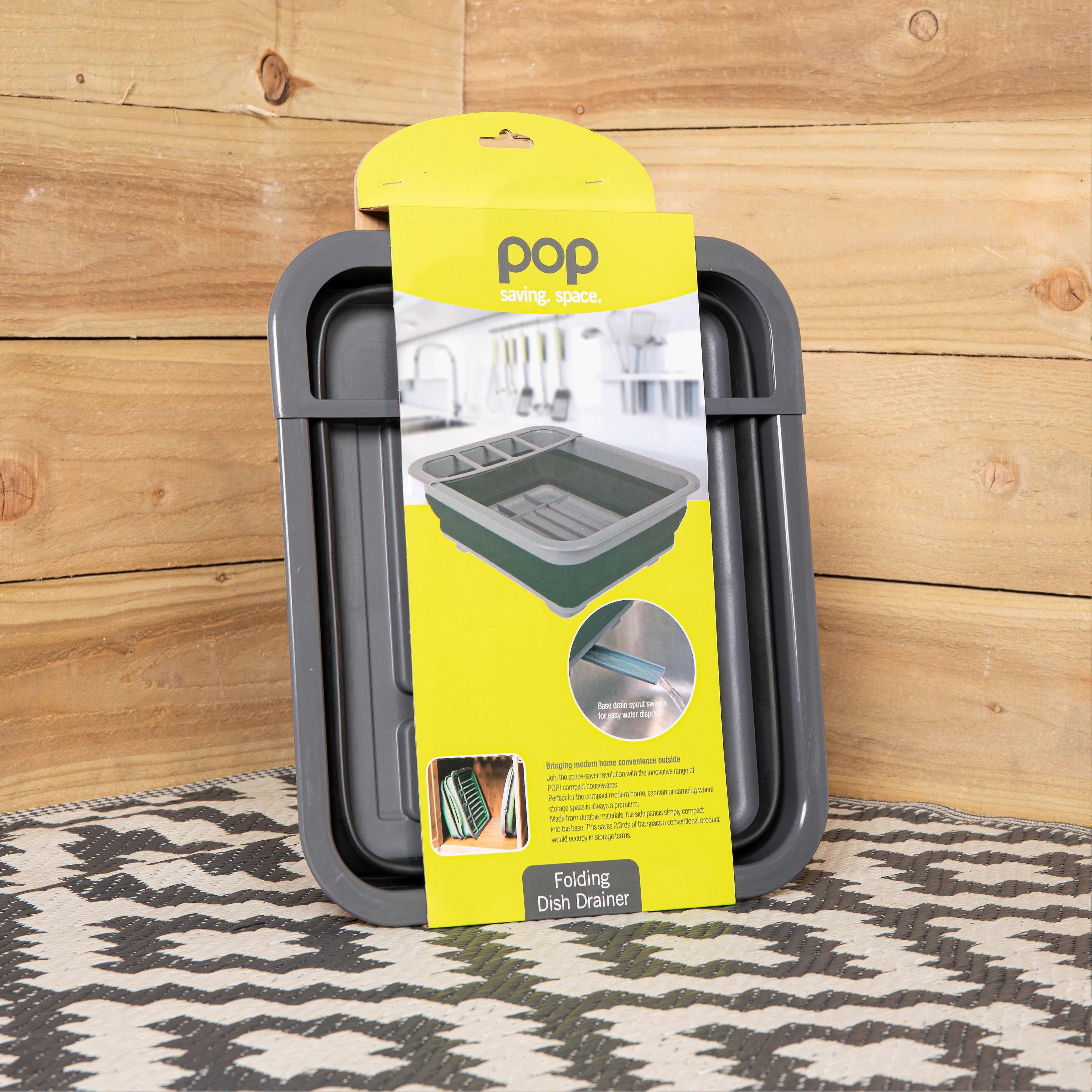 37Cm Black And Grey Collapsible Folding Sink Dish Drainer With Draining System