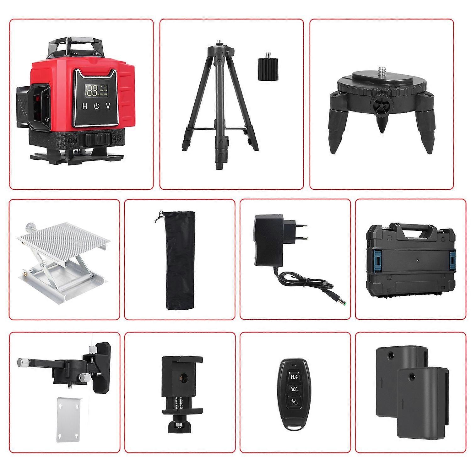 Multifunctional 4D 16 Lines Level 3° Self Leveling Machine with Level Bubble Powered By Rechargeable