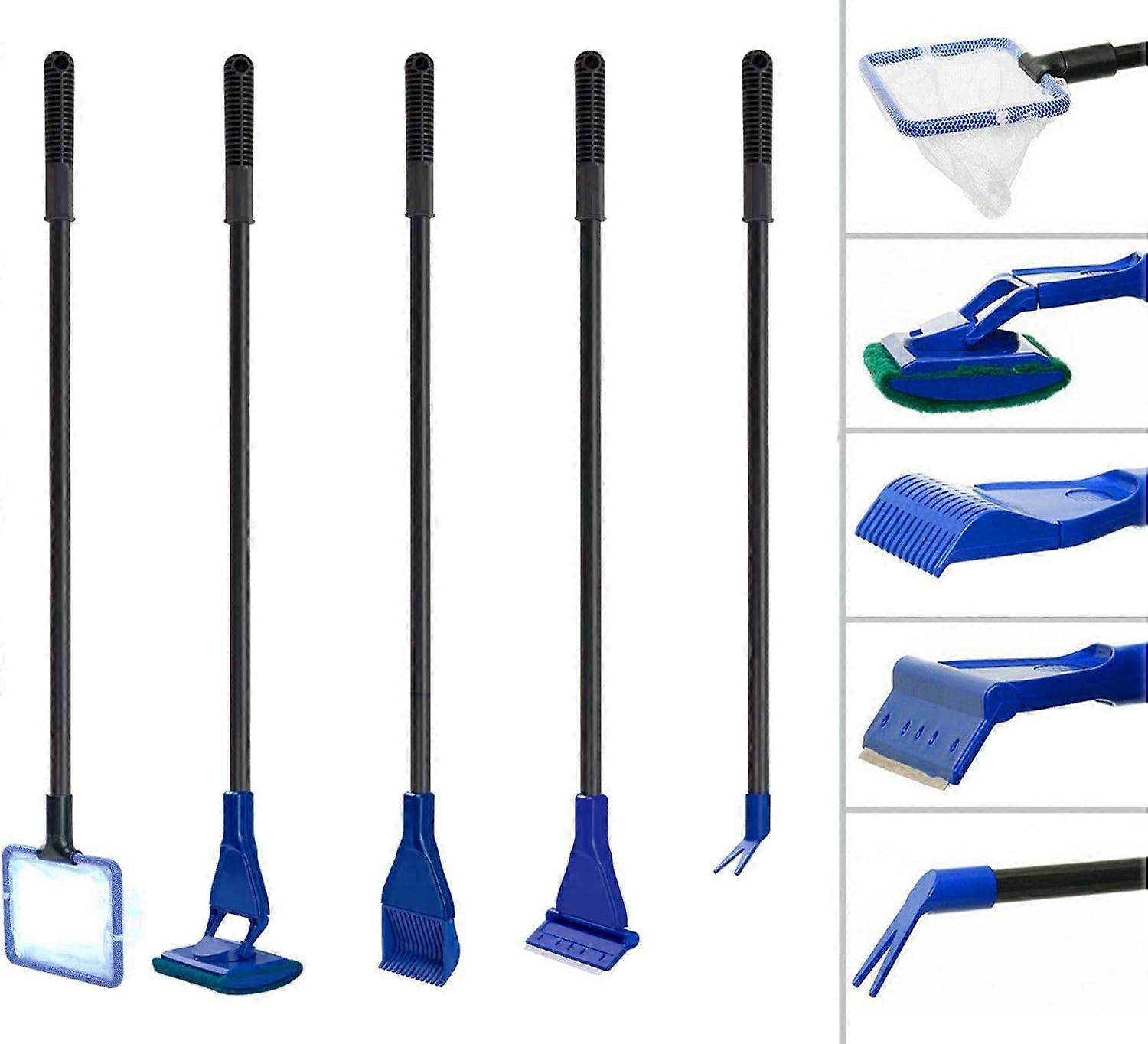 Fish Tank Scrubber with Non Slip Handle, Aquarium Algae Scraper for Convenient Used, Easy Storage and Stainless Steel Scraper Attachment