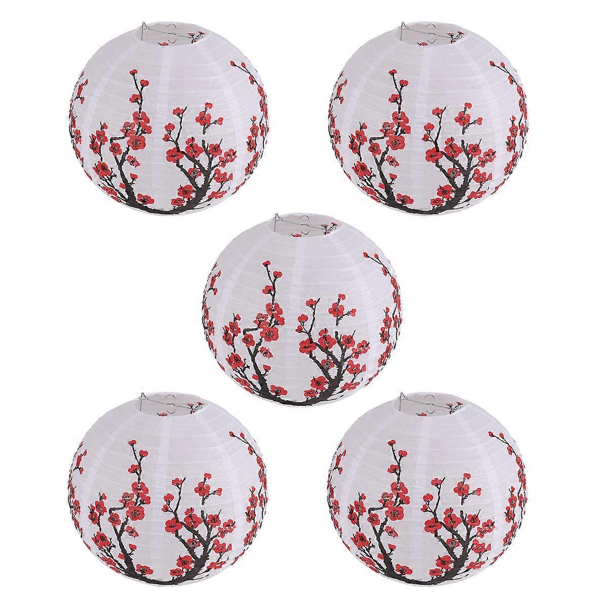 12-Inch Chinese Paper Lanterns (Set of 5, Red )