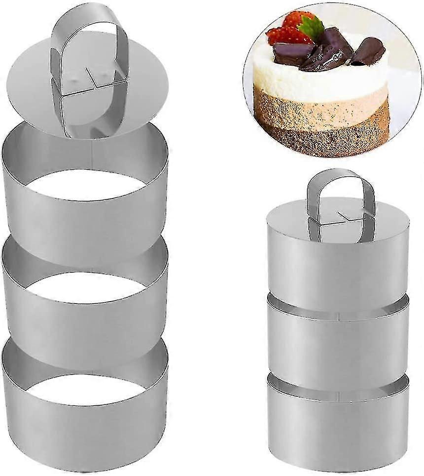 6 stk matlaging ring sett, rustfritt stål kake ringer kake mold baking ring mold