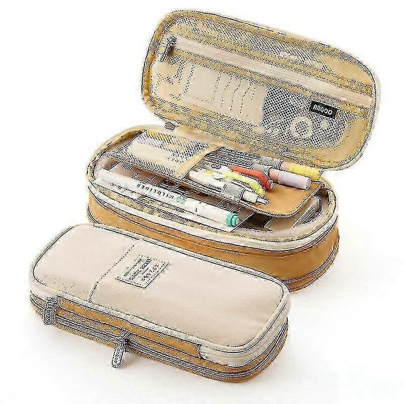 Large-capacity Color-blocking Canvas Storage Bag Marker Pen Pencil Case Simple Stationery Bag