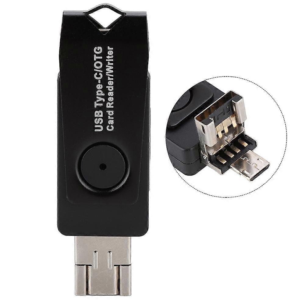 Three-in-one Type-C Micro USB Multi-function TF Card Reader for Android Phone OTG (Black)