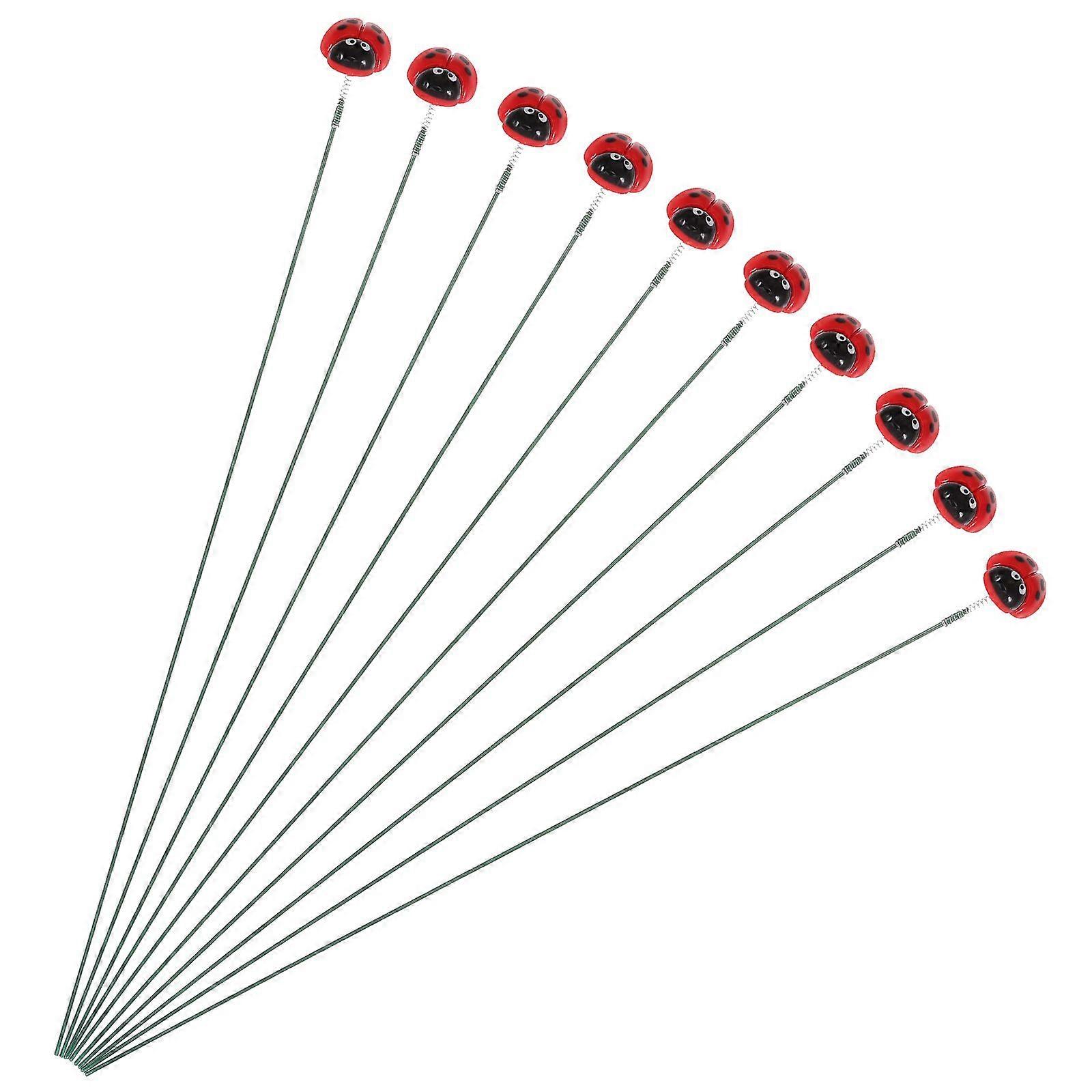 10Pcs Garden Resin Ladybug Sign Ladybug Garden Stake Outdoor Spring Yard Ladybug Decoration