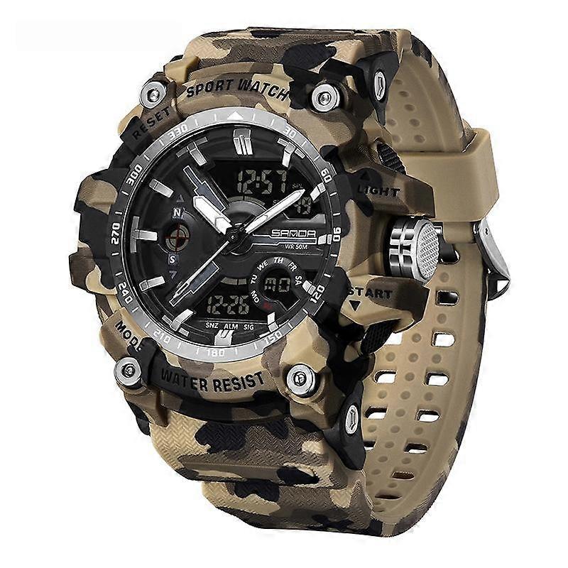 SANDA 3355 Camouflage Multifunction Watch Yellow Black