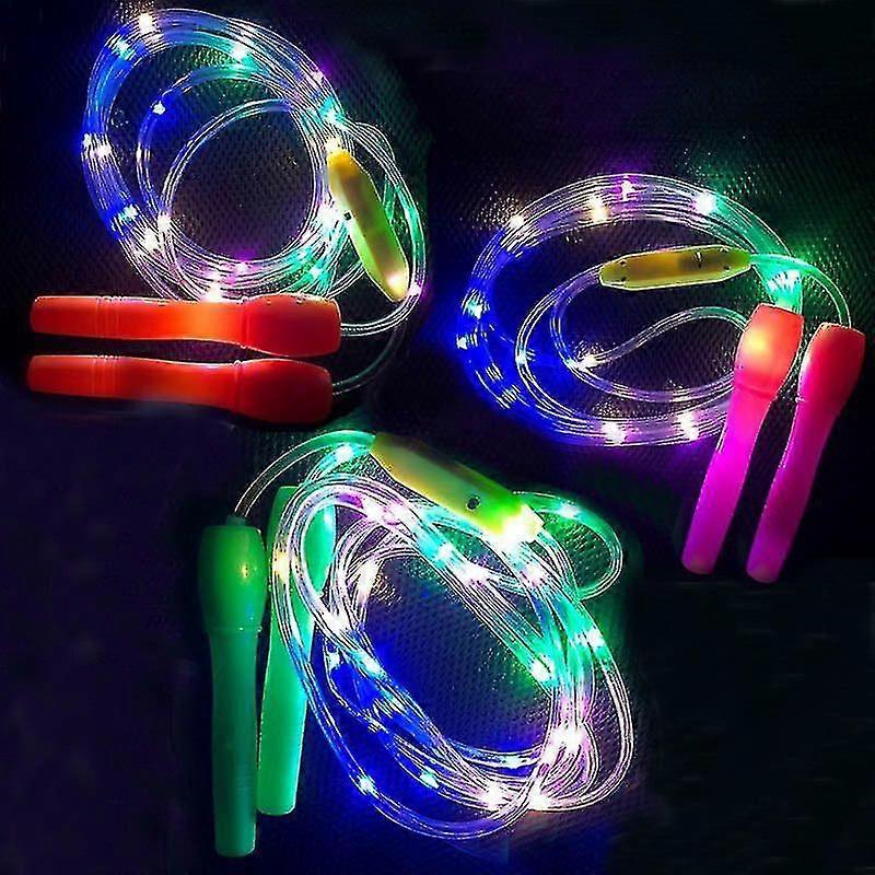 3 Pack Led Light Up Jump Rope Adjustable Length And Three Light Modes Speed Skipping Rope For Kid Light Show Fitness